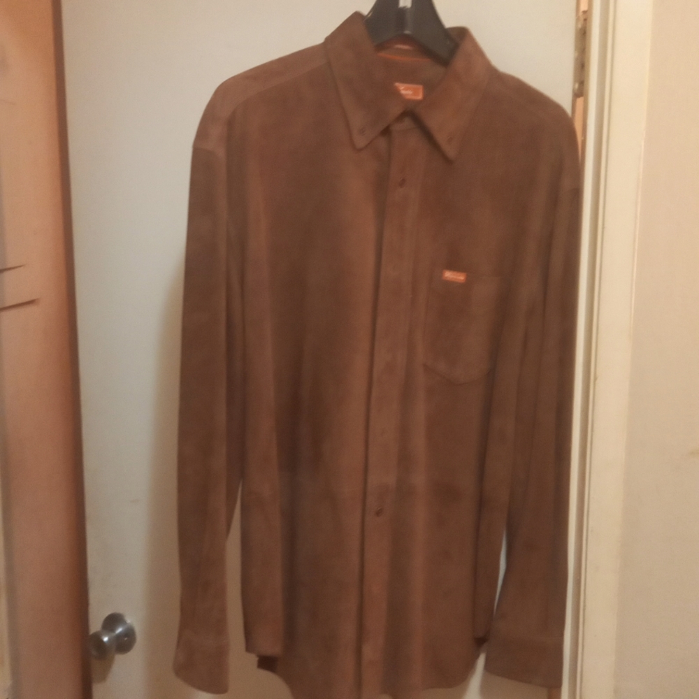 Faconnable goat skin leather dress shirt. Medium